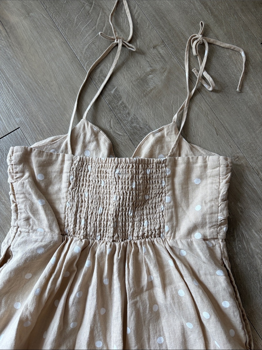 Old Navy Light Tan Polka Dot Linen-Blend Wide-Leg Jumpsuit Size Small - Picture 10 of 10